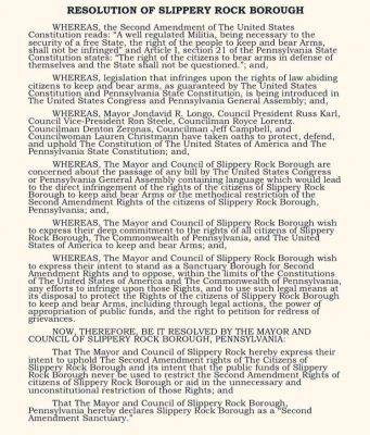 Resolution Of Slippery Rock Borough